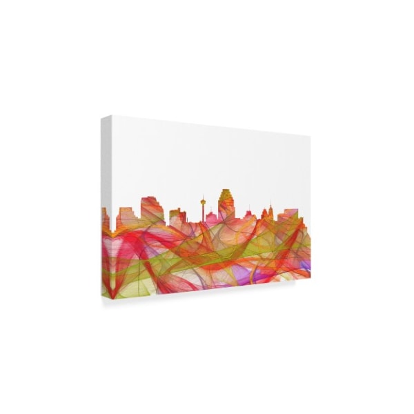 Marlene Watson 'San Antonio Texas Skyline Swirl' Canvas Art,12x19